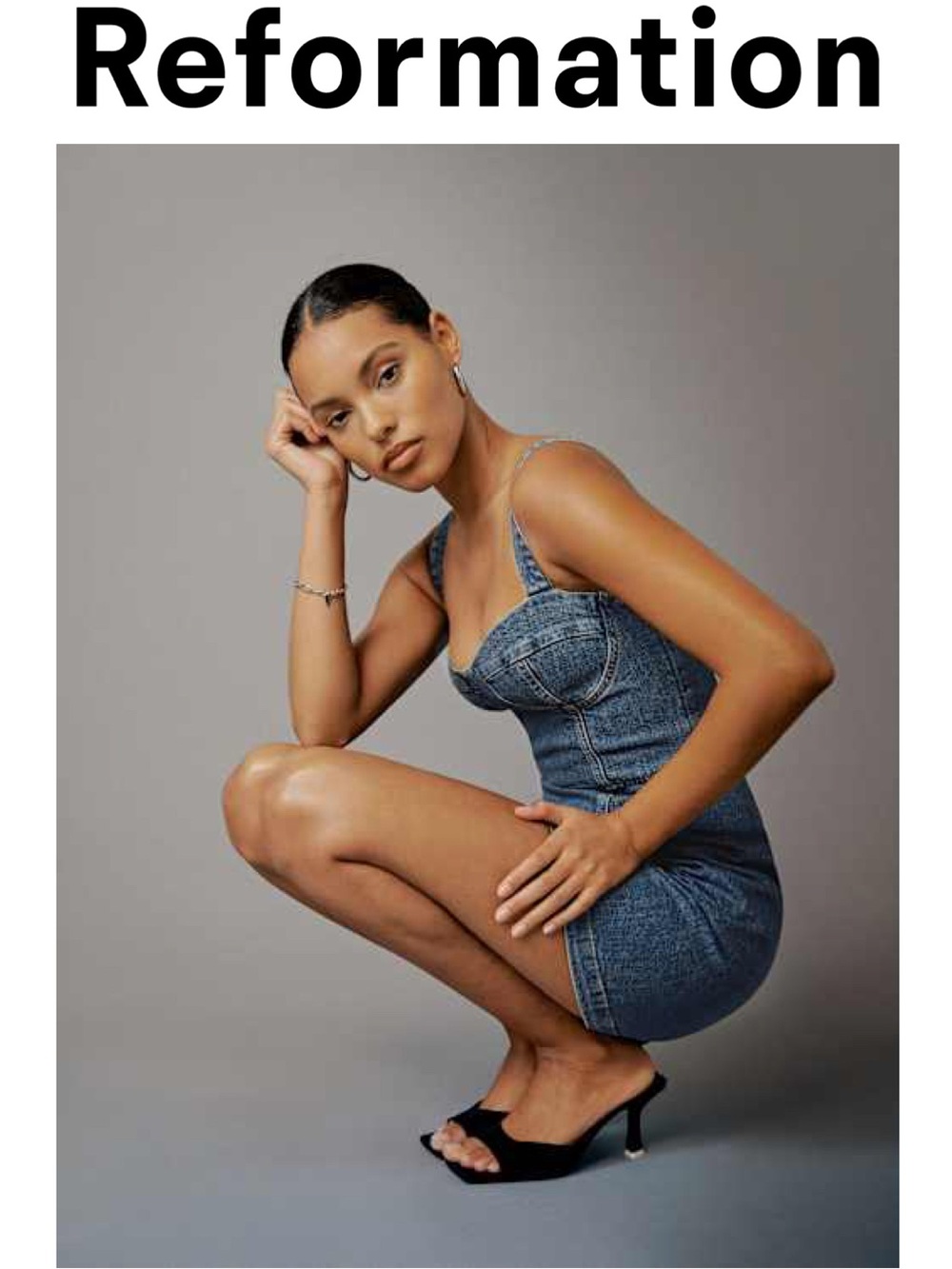 Reformation Nikki Bustier Blue Denim Mini Dress